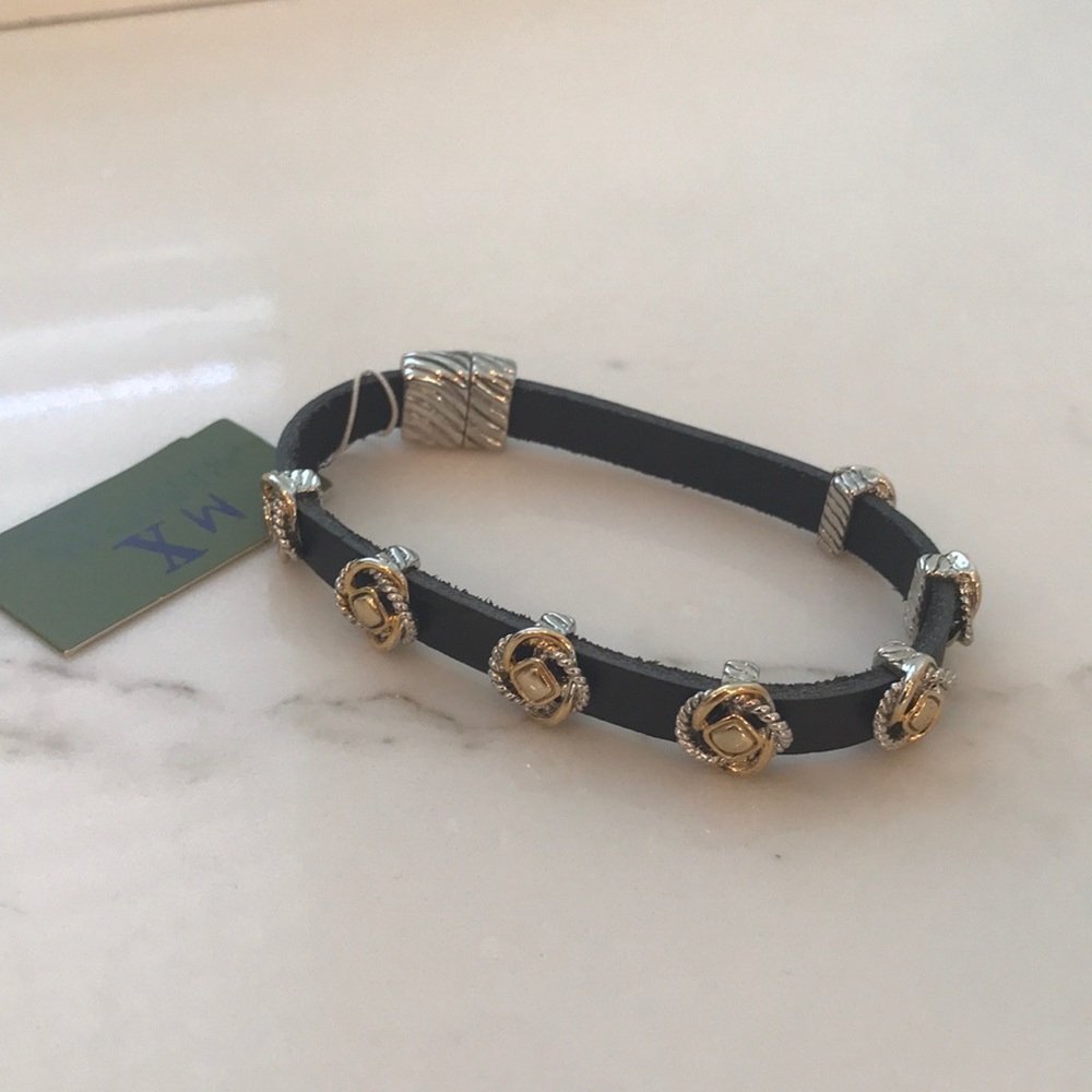 NWT black leather bracelet